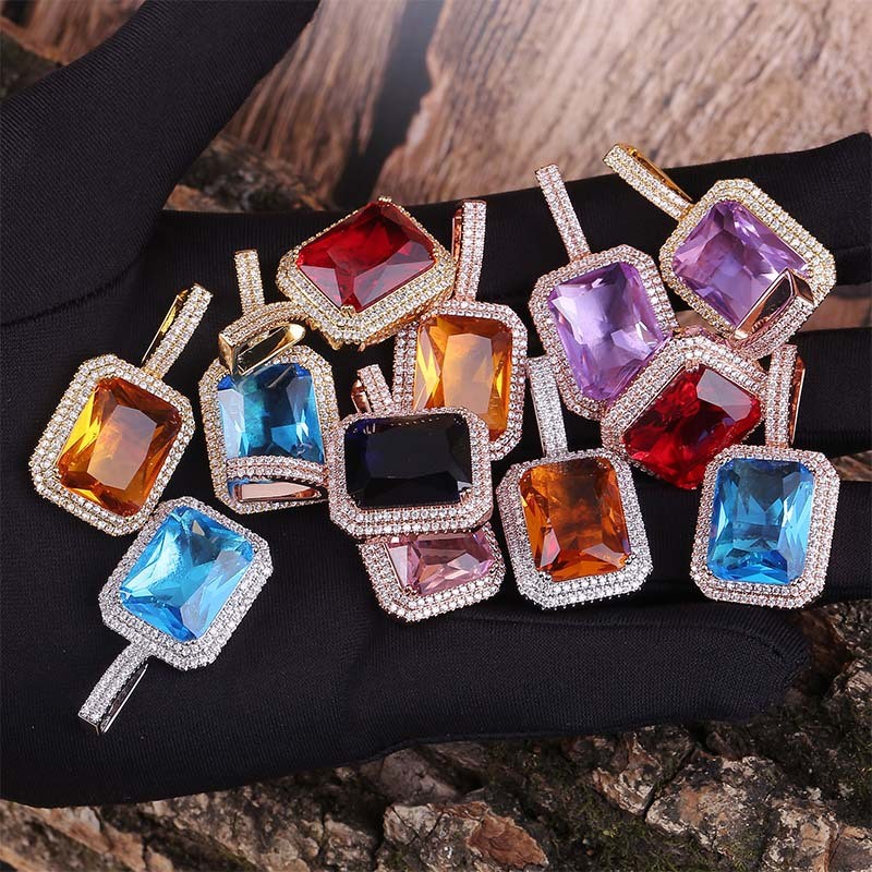 Iced Multicolor Cube Pendant