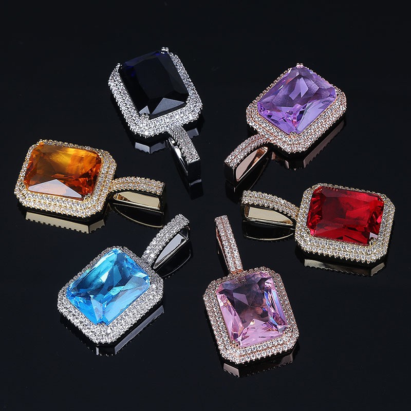 Iced Multicolor Cube Pendant