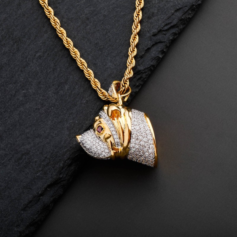 Iced Out Dog Head Pendant