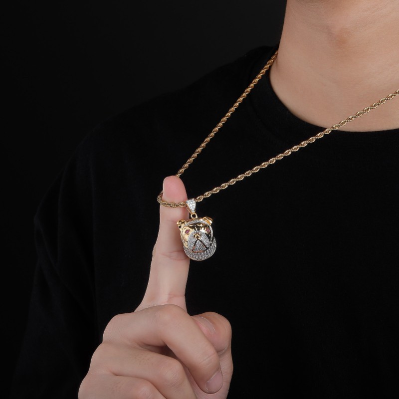 Iced Out Dog Head Pendant