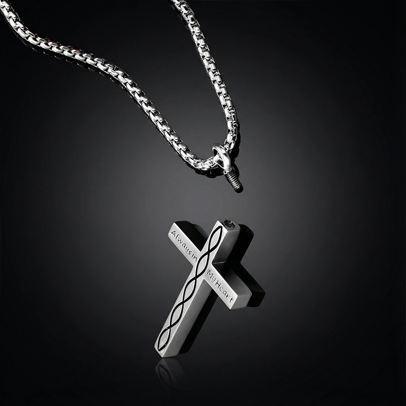 Engraved Cross Infinity Sign Urn Pendant Engraved Cross Infinity Sign Urn Pendant