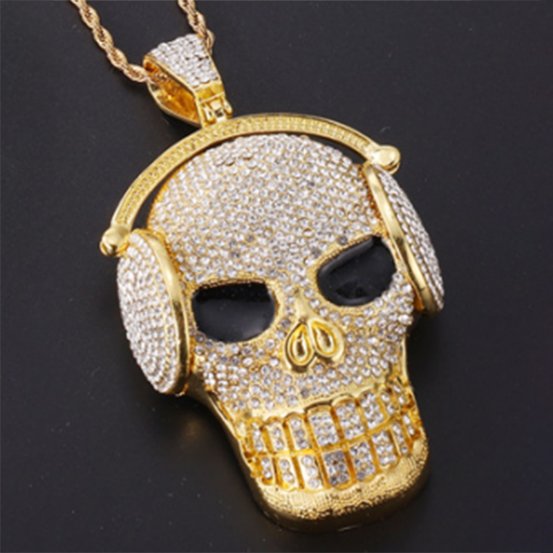 Iced Out Headphone Skull Pendant