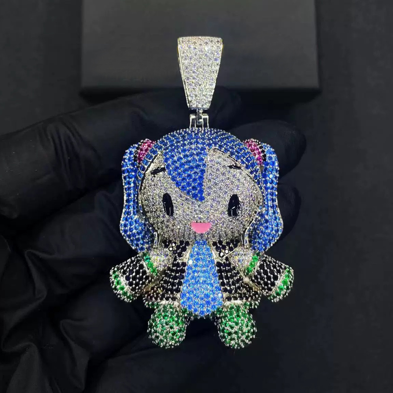 Iced Out Colorful Little Girl Pendant