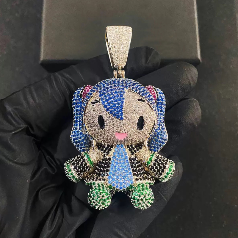 Iced Out Colorful Little Girl Pendant