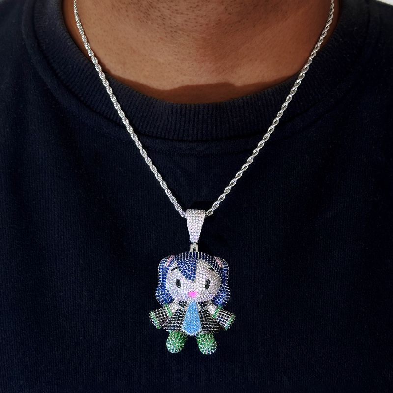 Iced Out Colorful Little Girl Pendant