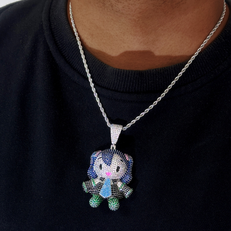 Iced Out Colorful Little Girl Pendant