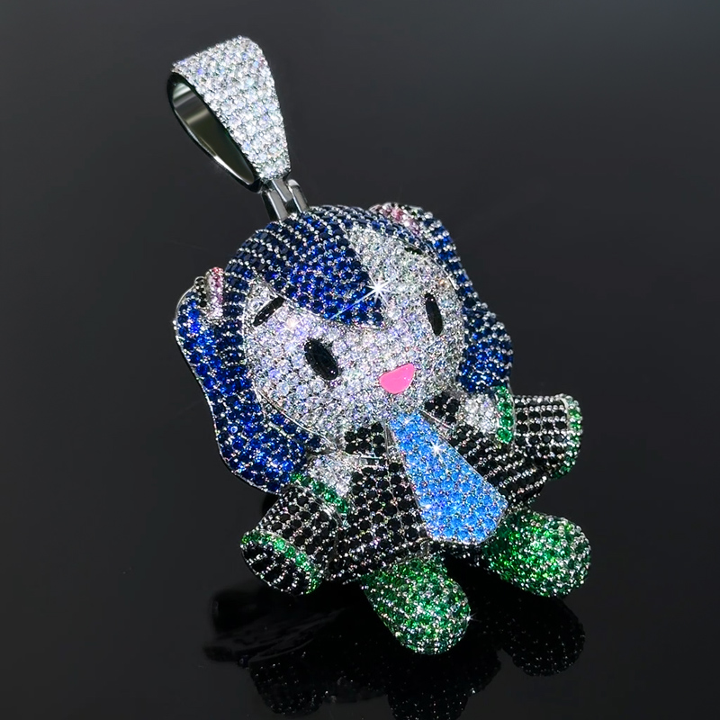 Iced Out Colorful Little Girl Pendant