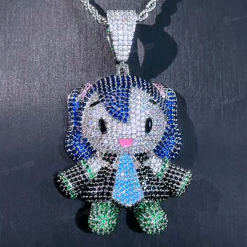 Iced Out Colorful Little Girl Pendant