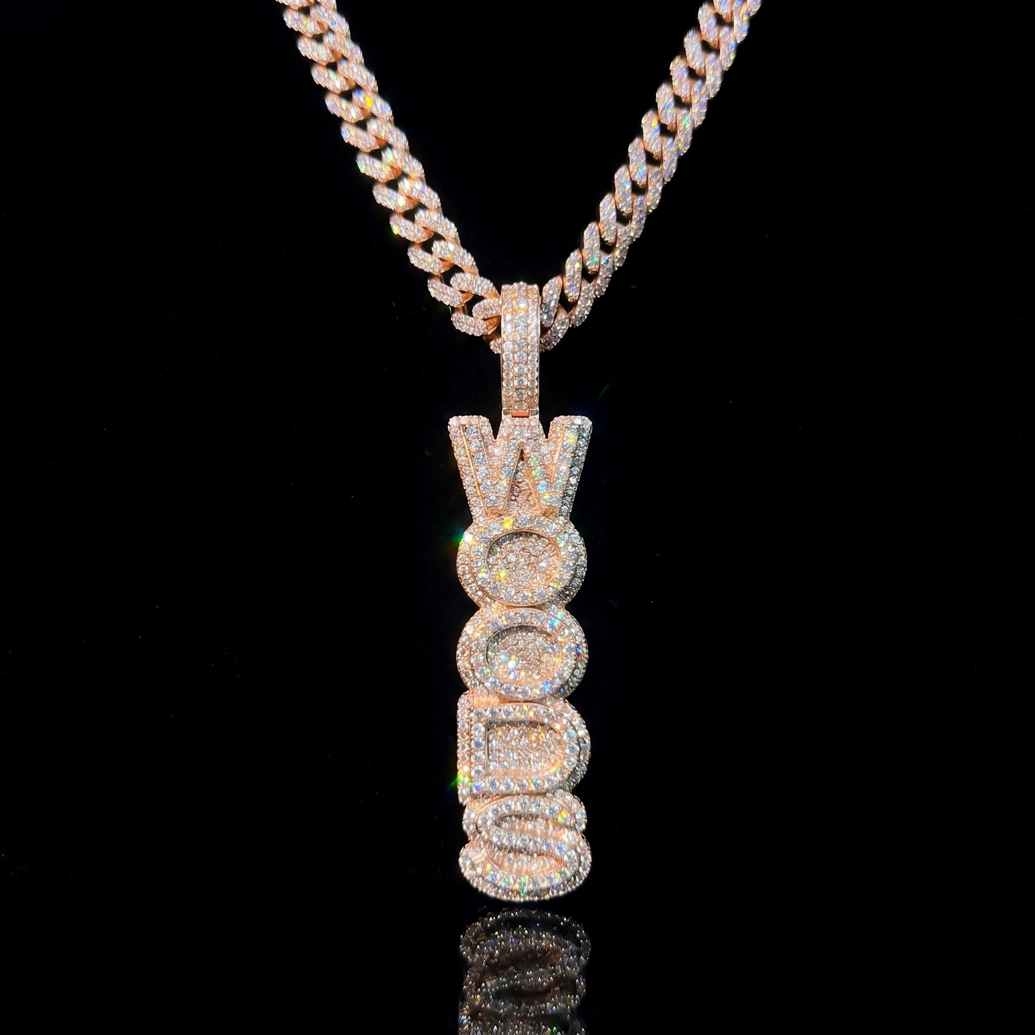 Iced Custom Double Layer Vertical Letter Pendant Iced Custom Double Layer Vertical Letter Pendant