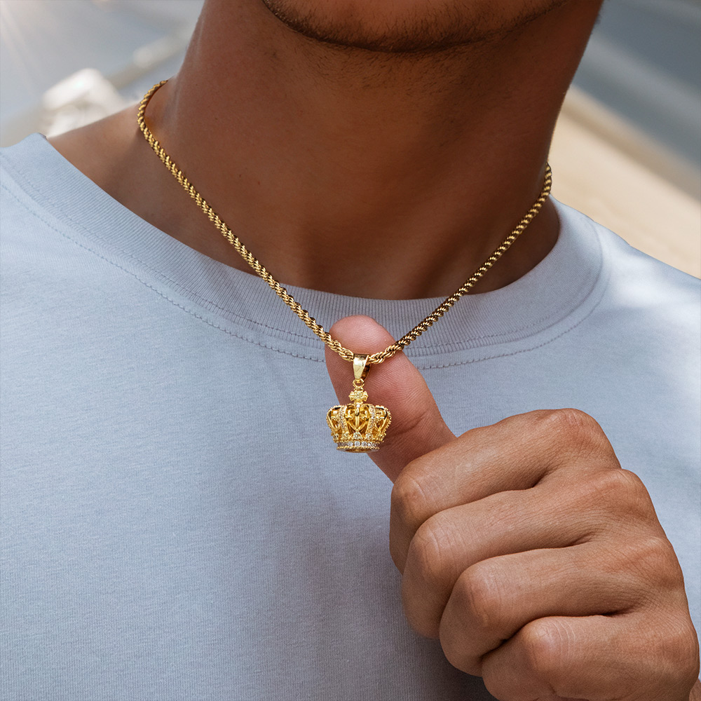 Yellow Diamonds Crown Pendant in Gold