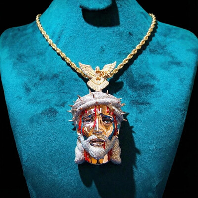 Iced Jesus Pendant with Dove Clasp