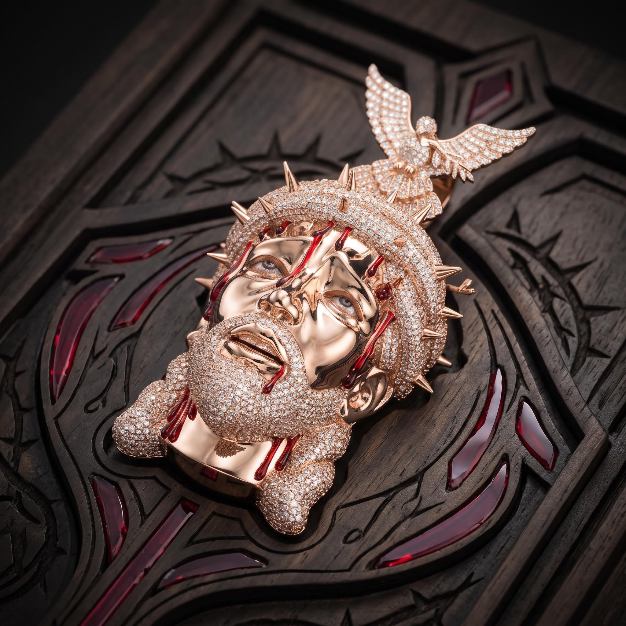 Iced Jesus Pendant with Dove Clasp