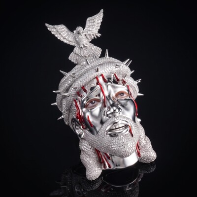 Iced Jesus Pendant with Dove Clasp