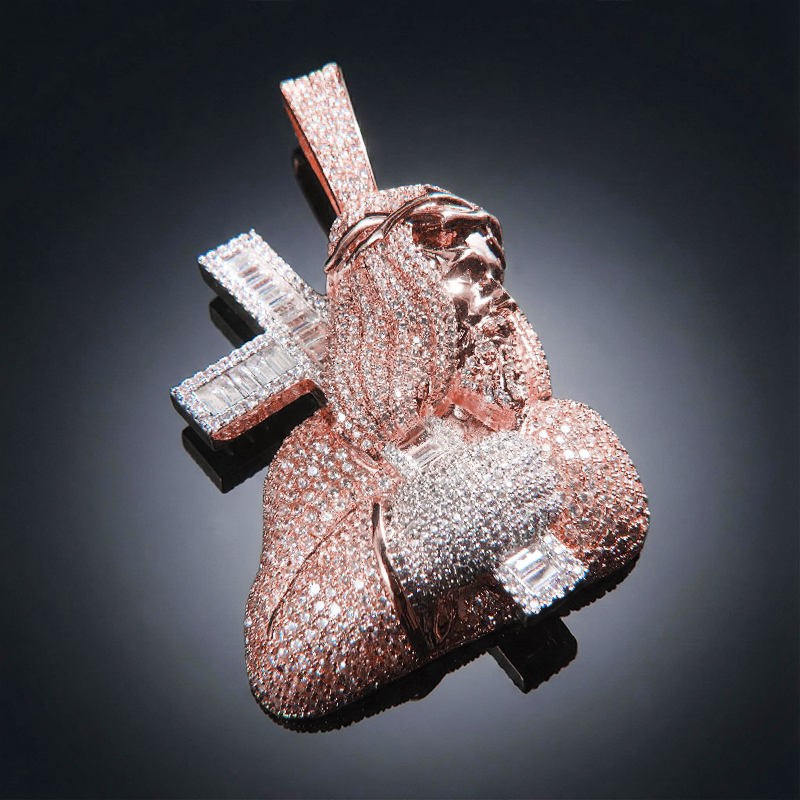 Iced Out Jesus Carrying Baguette Cut Cross Pendant Iced Out Jesus Carrying Baguette Cut Cross Pendant