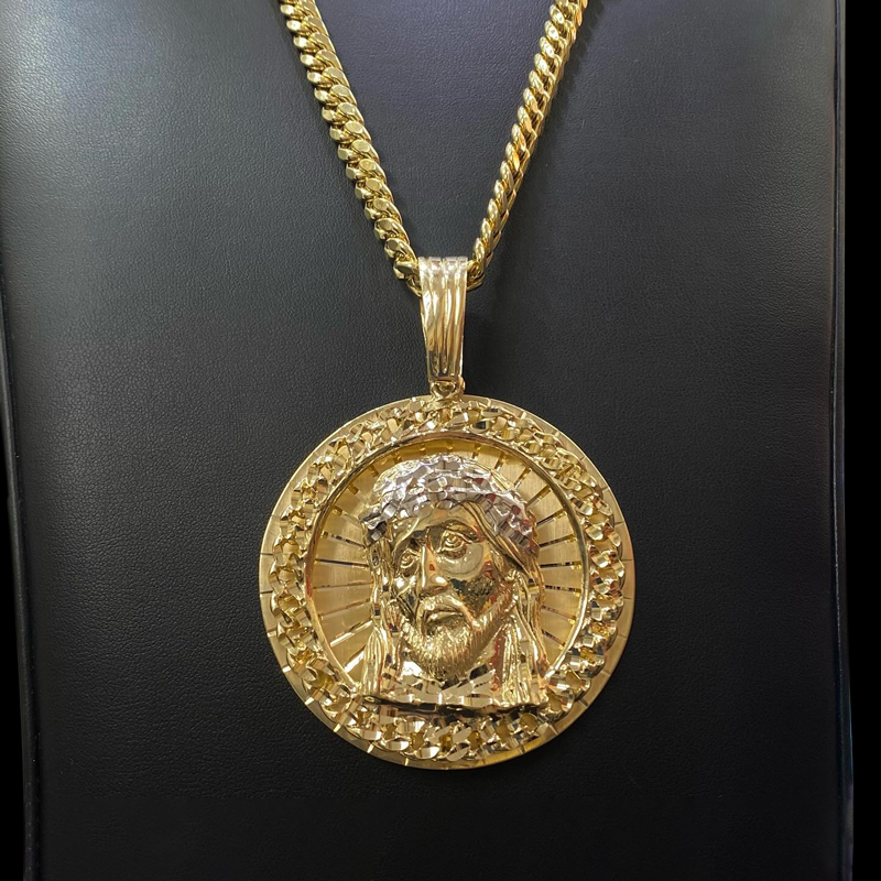 Jesus Cuban Circle Engraved  Pendant