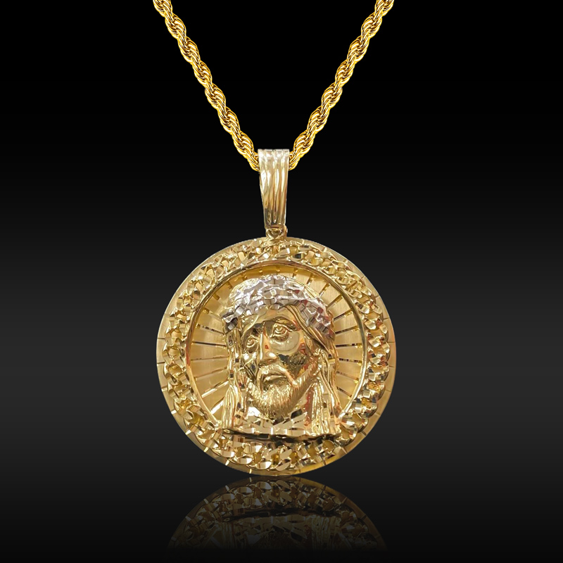 Jesus Cuban Circle Engraved  Pendant