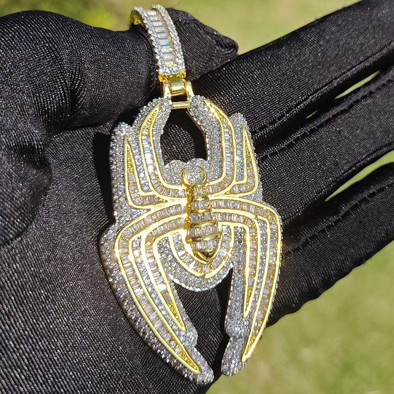 Iced Out Baugette Cut Spider Pendant