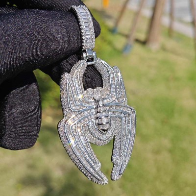 Iced Out Baugette Cut Spider Pendant