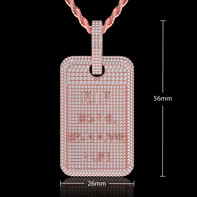 Iced Out Custom Name Dog Tag Memorial Pendant