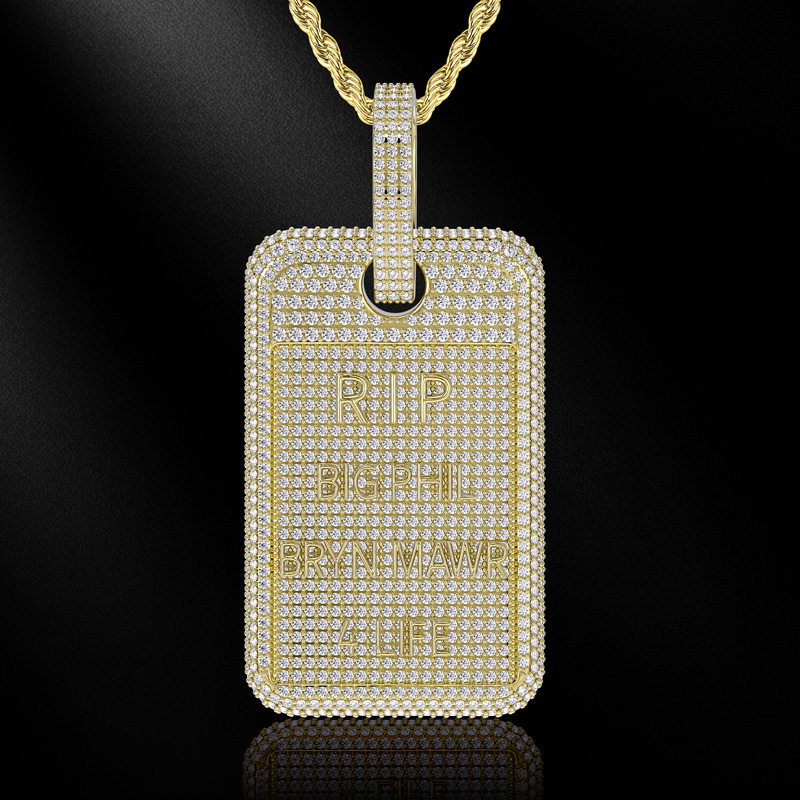 Iced Out Custom Name Dog Tag Memorial Pendant