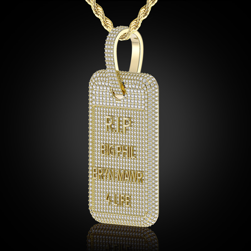 Iced Out Custom Name Dog Tag Memorial Pendant