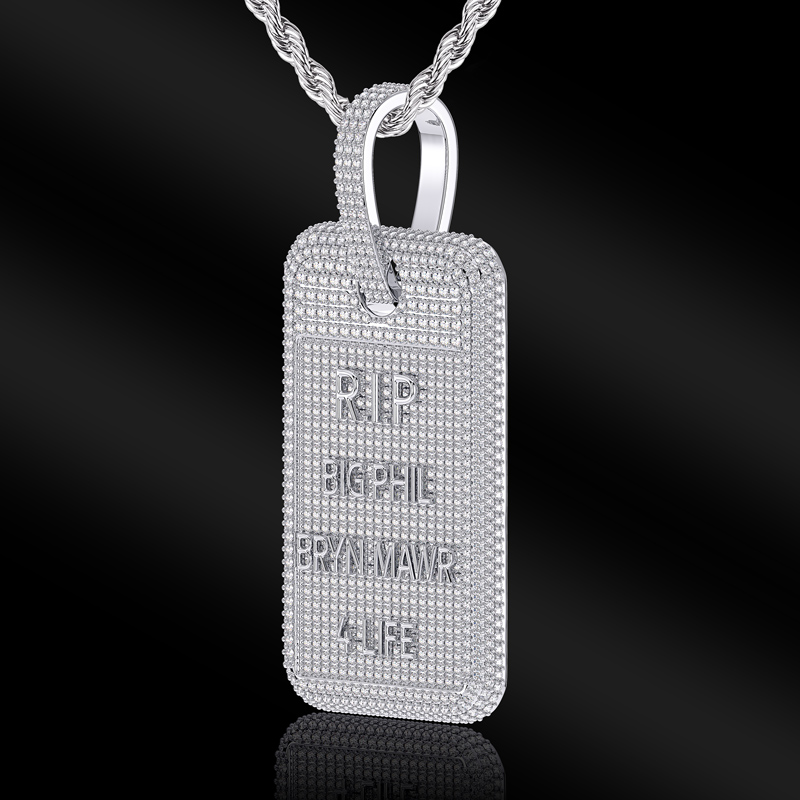 Iced Out Custom Name Dog Tag Memorial Pendant