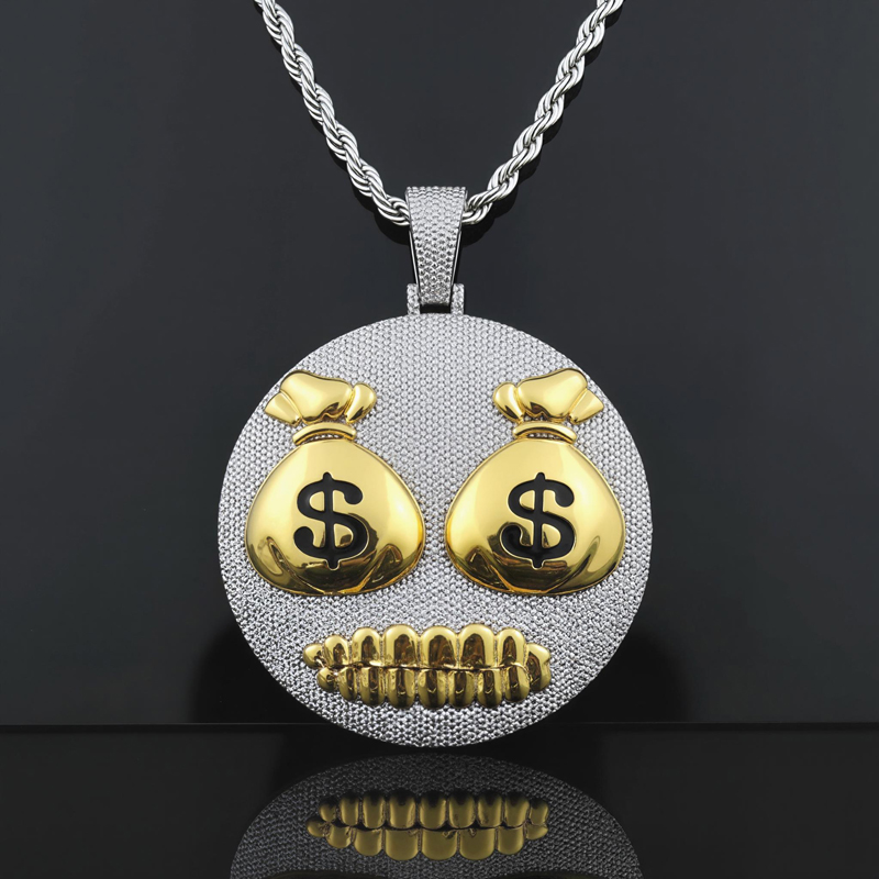 Iced Money Bag Face Pendant Iced Money Bag Face Pendant