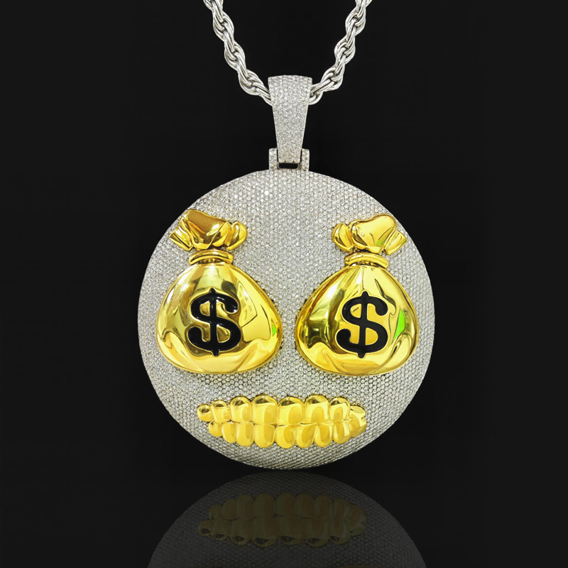 Iced Money Bag Face Pendant Iced Money Bag Face Pendant