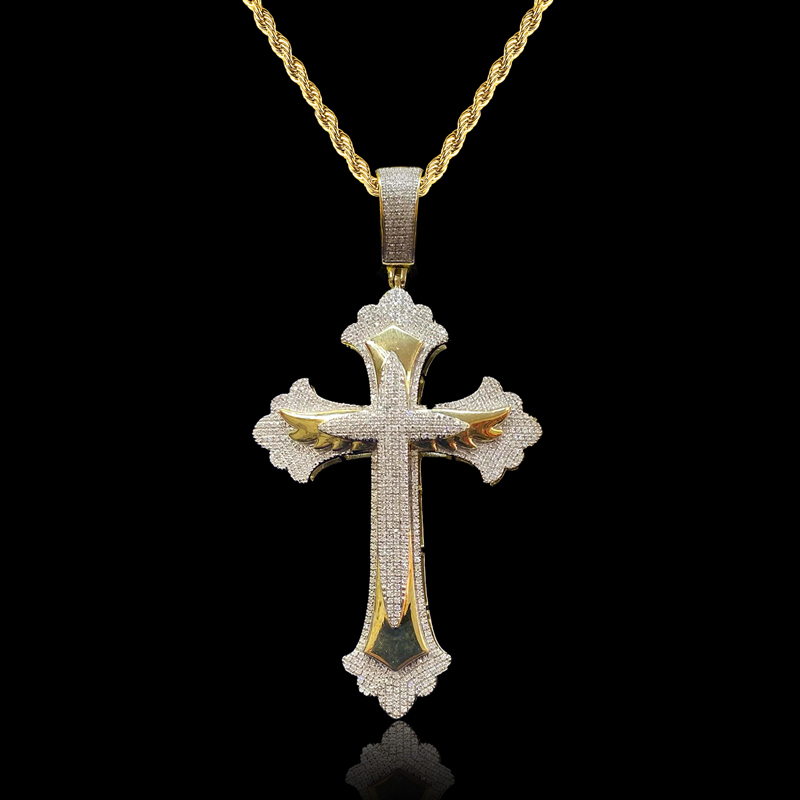 Iced Out Wings Cross Pendant