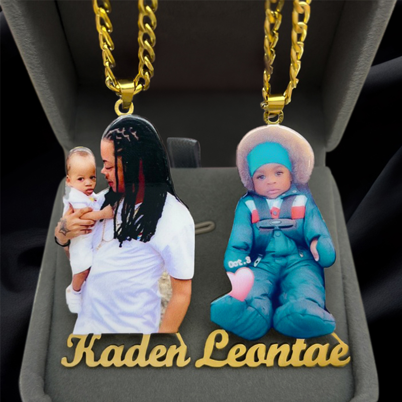 Custom Photo & Name Colorful Stainless Pendant