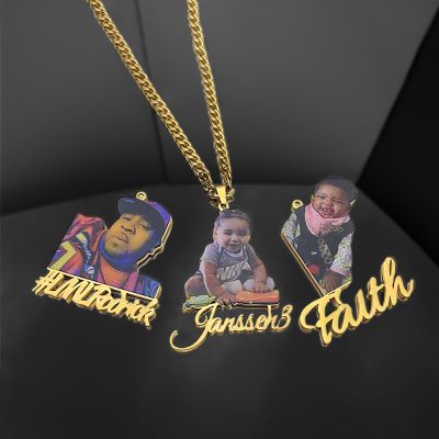 Custom Photo & Name Colorful Stainless Pendant