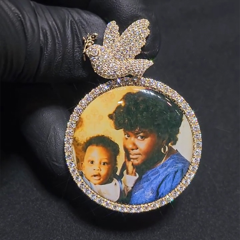 Iced Custom Photo Pendant with Dove Clasp