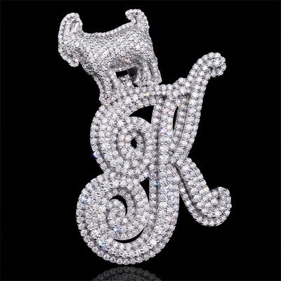 Iced Out Goat Clasp A to Z Initials Letters Pendant for Men
