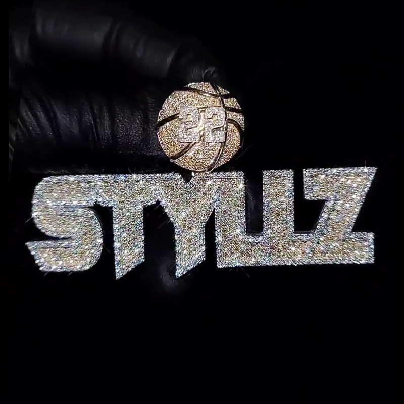 Basketball Clasp Iced Custom Number & Letter Pendant Basketball Clasp Iced Custom Number & Letter Pendant