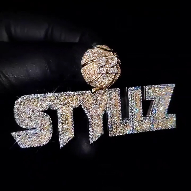 Basketball Clasp Iced Custom Number & Letter Pendant Basketball Clasp Iced Custom Number & Letter Pendant