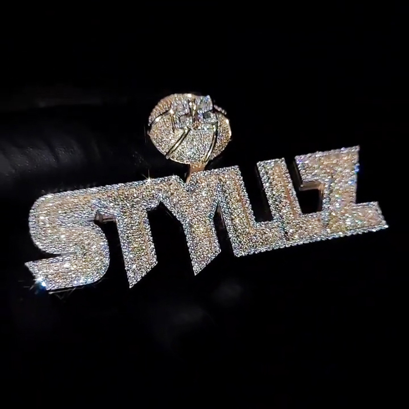 Basketball Clasp Iced Custom Number & Letter Pendant Basketball Clasp Iced Custom Number & Letter Pendant