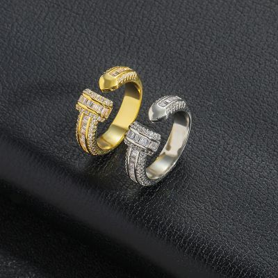 Tapered Baguette Cut T-shaped Open Ring