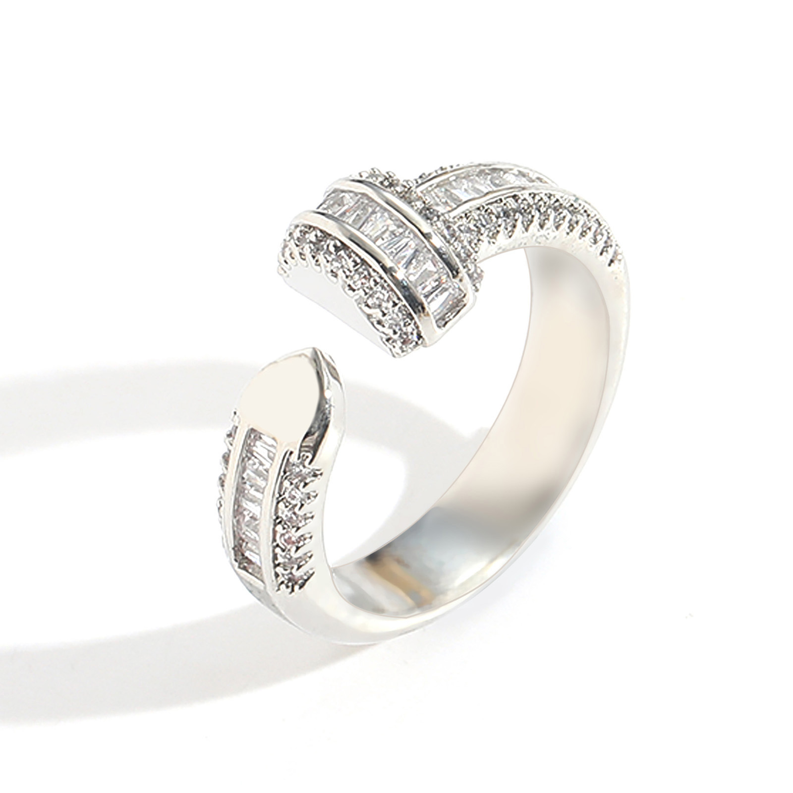 Tapered Baguette Cut T-shaped Open Ring