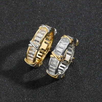X Two Tone Baguette Ring