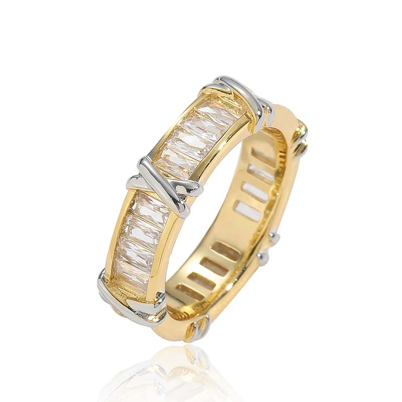 X Two Tone Baguette Ring