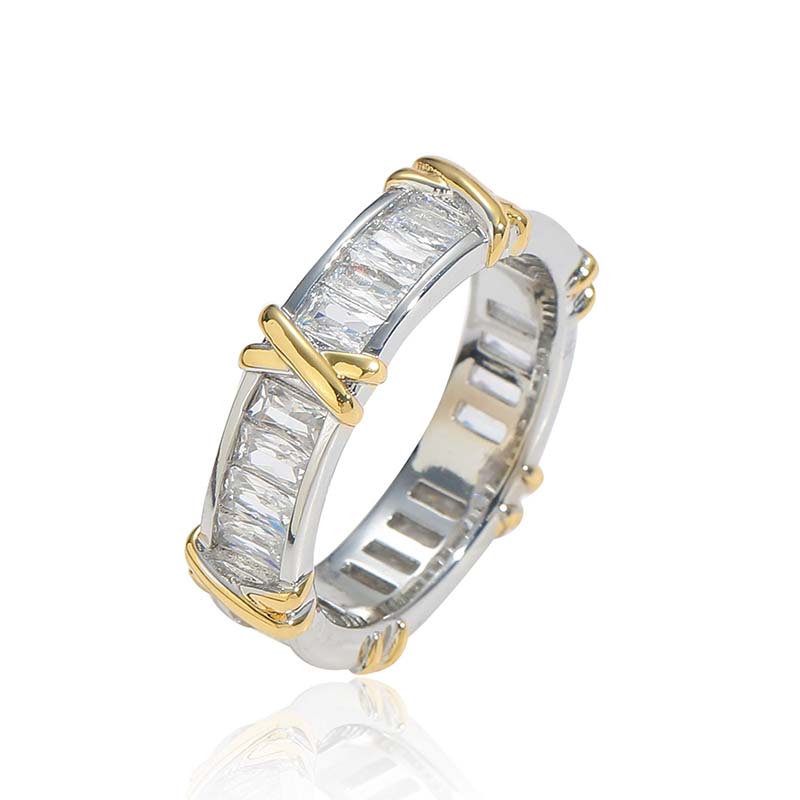 X Two Tone Baguette Ring