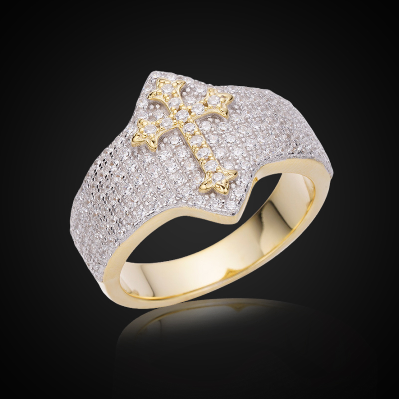 Iced Out Gothic Cross Ring