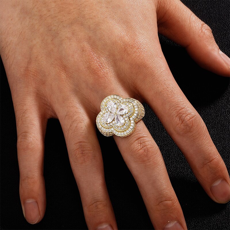 Iced Blue Stone Flower Ring