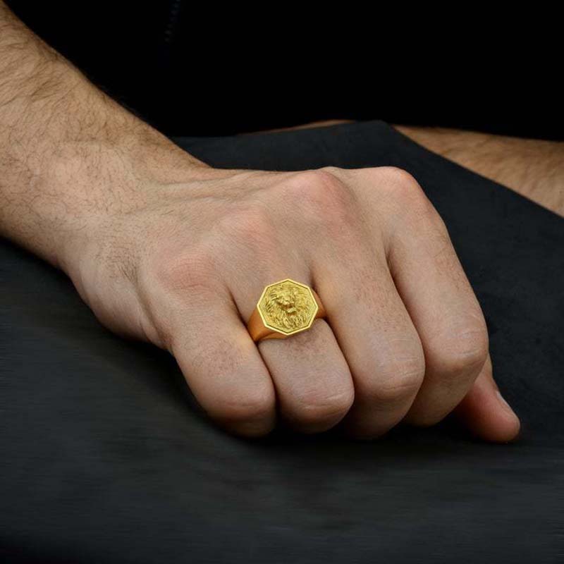 Signet Lion Rings for Men