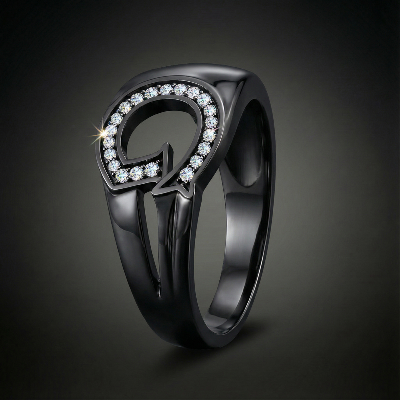 Initial Letter Ring for Men in Black Initial Letter Ring for Men in Black