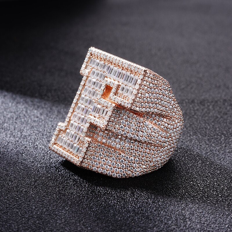 Iced Out A-Z Baguette Cut Letter Ring