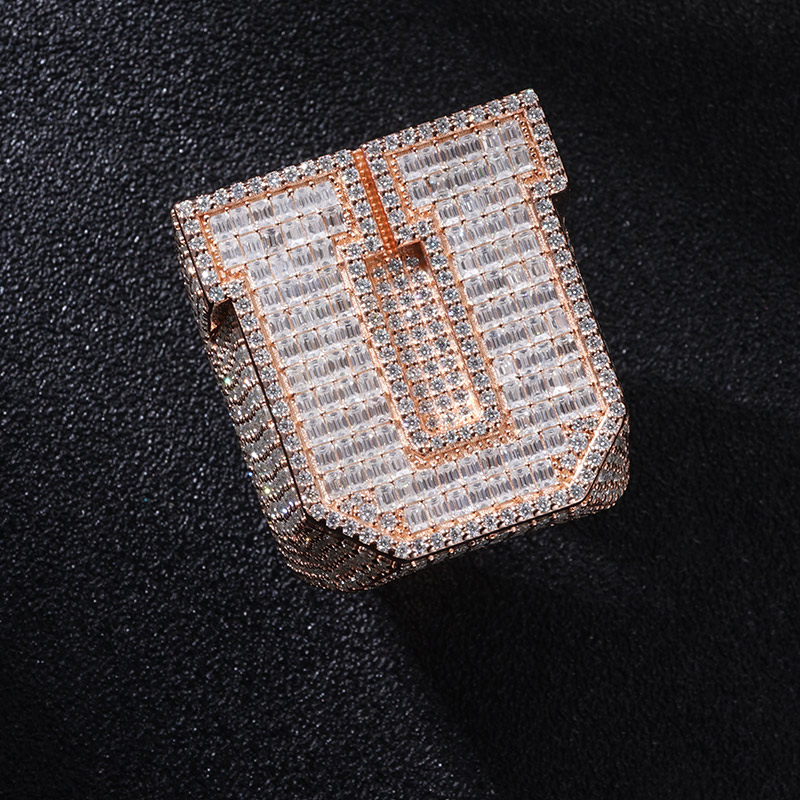 Iced Out A-Z Baguette Cut Letter Ring