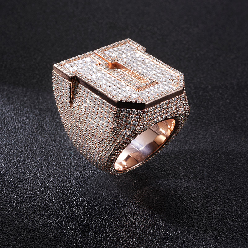 Iced Out A-Z Baguette Cut Letter Ring