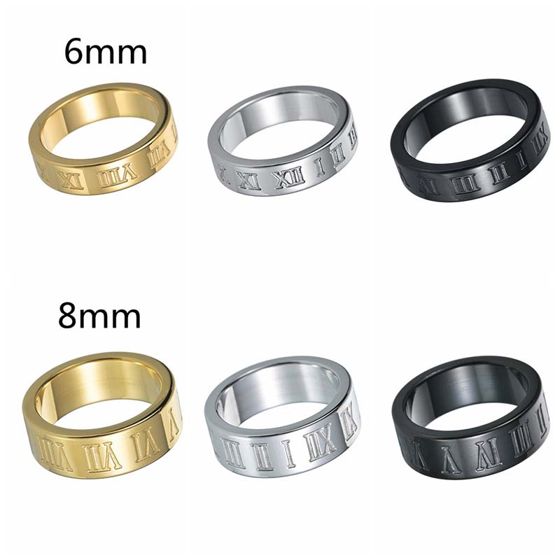 6mm/8mm Roman Numeral Rings