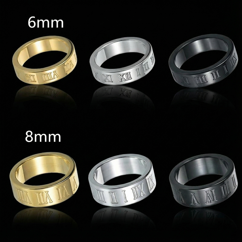6mm/8mm Roman Numeral Rings